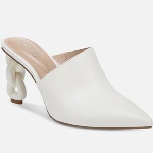 NIB Sexy Chain Link Heel Slide Mule Alfani White Christmas 7 Hot Trendy Shoes!